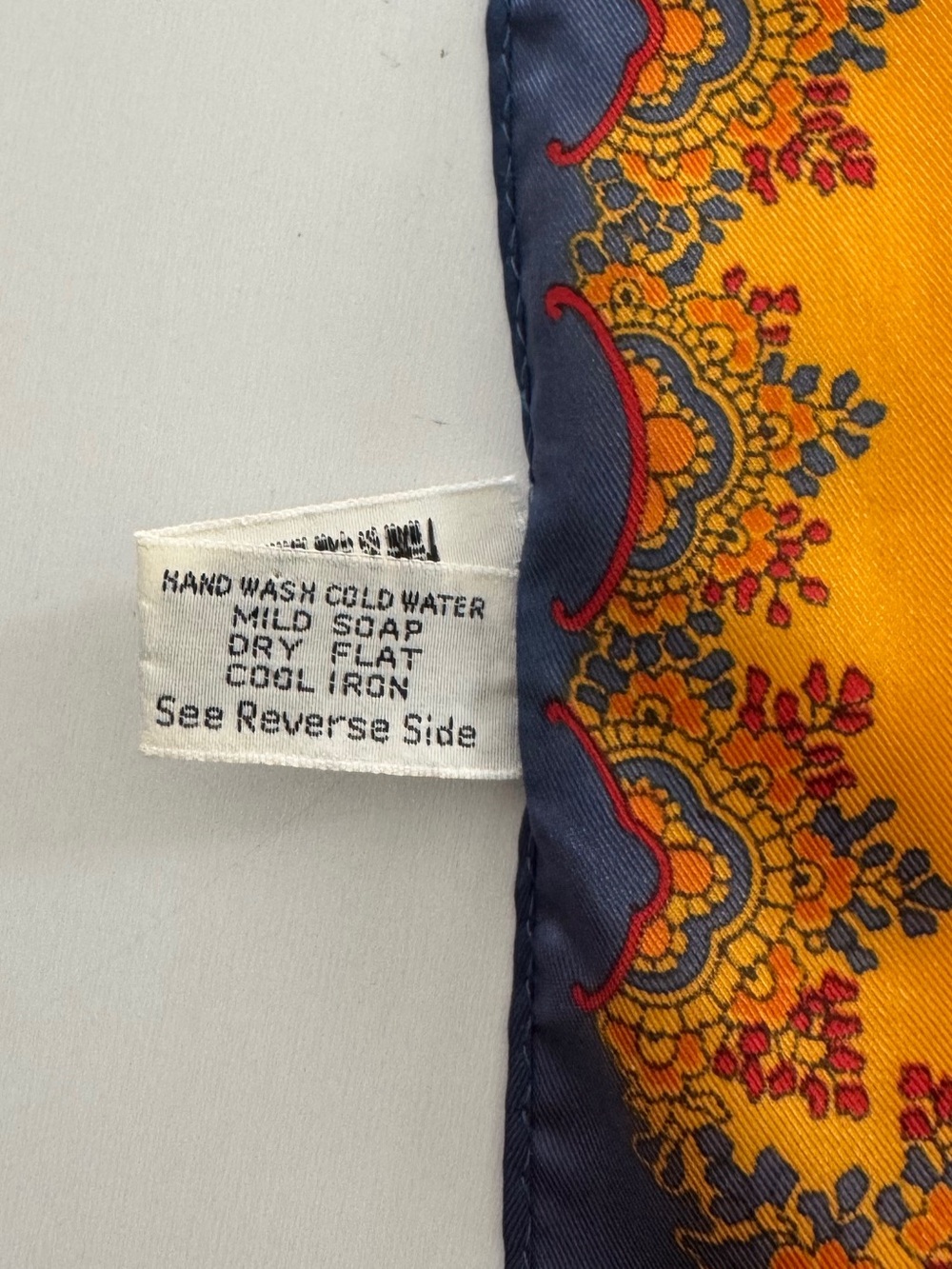 Vintage 1970s Sally Gee Paisley Scarf Mustard Yellow Mod Boho - Picture 6 of 6